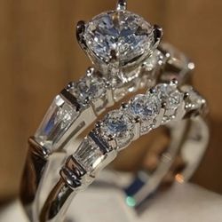 Gorgeous Lab Created Diamond Ring Wedding Engagement Set Size 6, 7, 8, 9, or 10