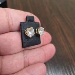14k Gold Over Sterling Silver 925 Moissanite Stud Earrings 