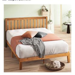 Zinus Queen Size Rustic Pine Platform Bed Frame