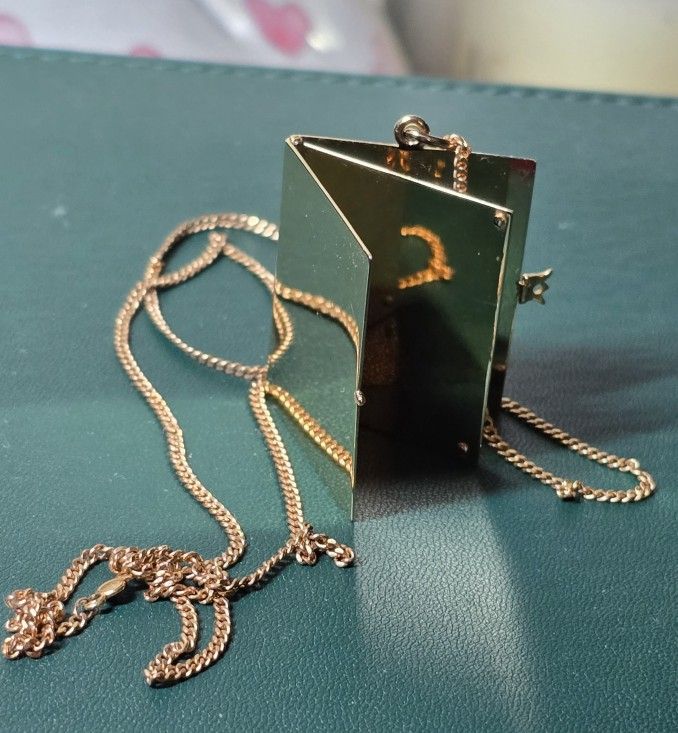 Book Locket Pendant and Chain 14kt Vintage
