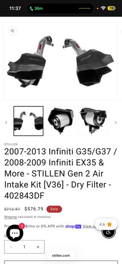 STILLEN Gen 2 Dual Intake Kit G35 G37 Q40 w/ K&N Filters