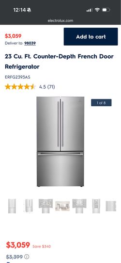 Electrolux counter depth stainless steel fridge - 36”