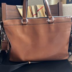 Calvin Klein Leather Laptop Briefcase Messenger Bag