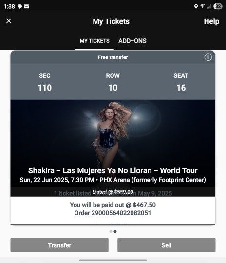 Shakira Tickets 2. Excellent Seats