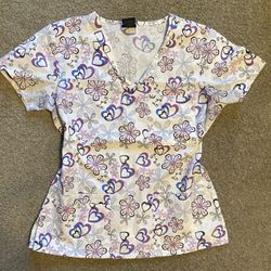 Hearts Scrubs Top Size XS/S