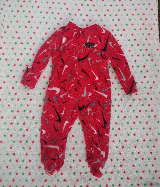 Nike Baby Boy Microfleece Sleep & Play Footed Coverall Red Sleepwear 3 Months