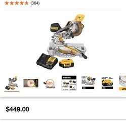 DEWALT 20-Volt MAX Cordless 7-1/4 in. Sliding Miter Saw with (1) 20-Volt Battery 4.0Ah New Nuevo 