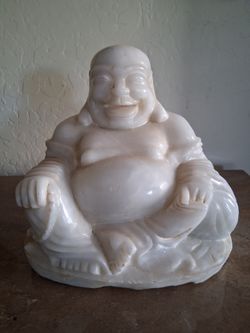 Vintage Carved White Marble Happy Buddha