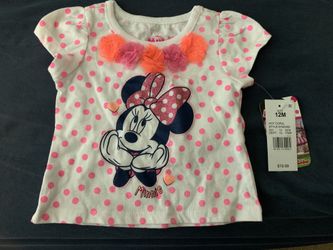 Baby girls Minnie Mouse t shirt 12 mos new with tags
