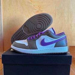 Nike Air Jordan 1 Low Purple Mocha Brown 553558-215 Men's Size 10 Brand New 