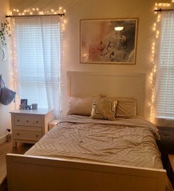 Modern White Wood Full Bed Frame