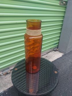 Amber Glass vase with rope detail