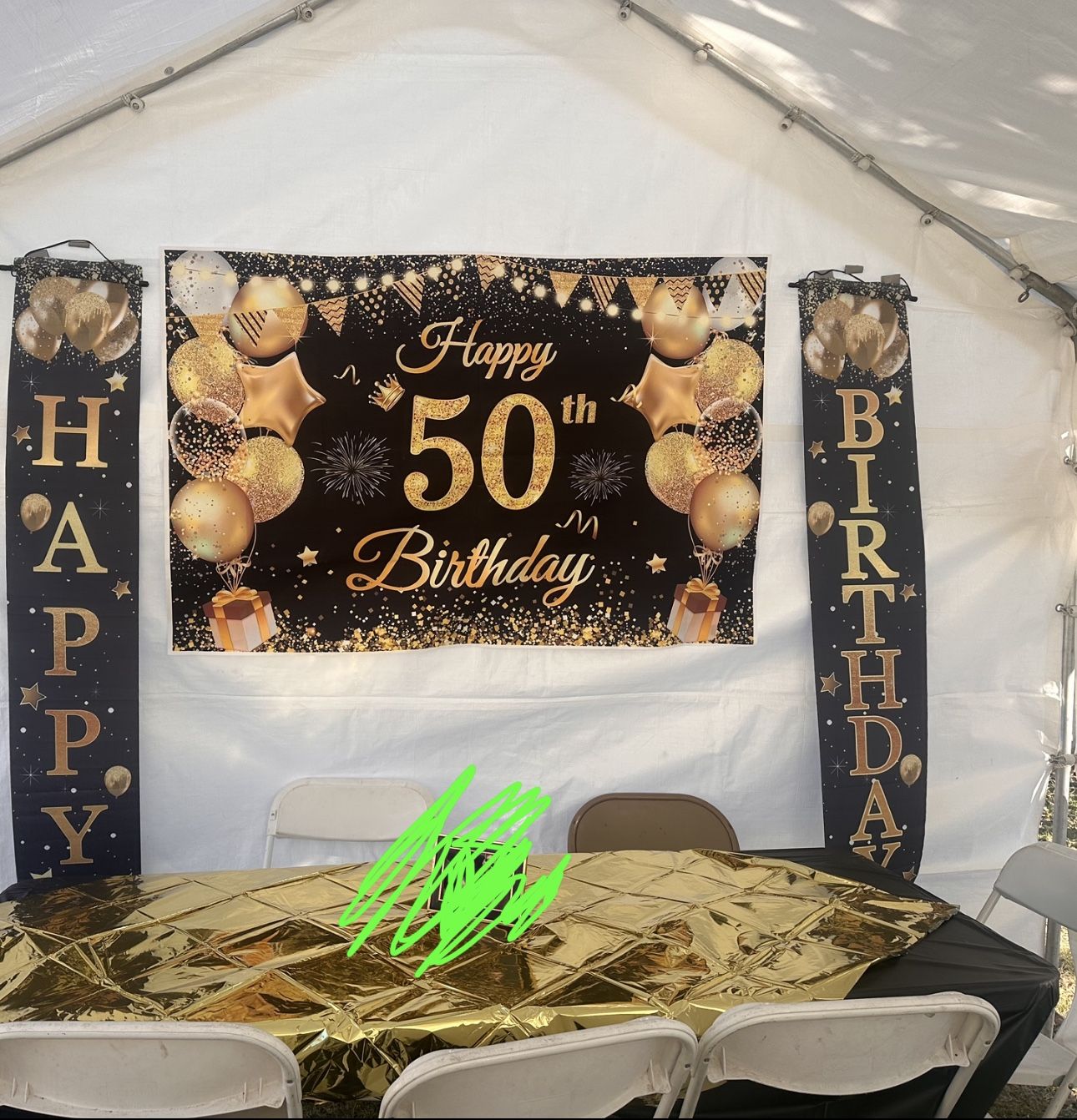 Gold And Black 50th Birthday Banner 