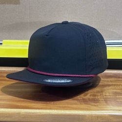 Black Snapback Hat with Rope Brim