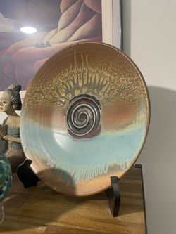 Handcrafted Ceramic Decorative Plate – Earth & Sky Glaze