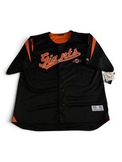 True Fan San Francisco Giants Baseball Jersey Men’s 2XL Black MLB Logo NWT