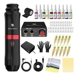 Tattoo Gun Kit Complete Tattoo Kit, Tattoo Machine Kit for Beginners or Practice.