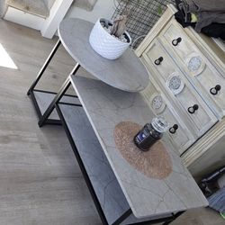 Marble Print Coffee Table Side Table