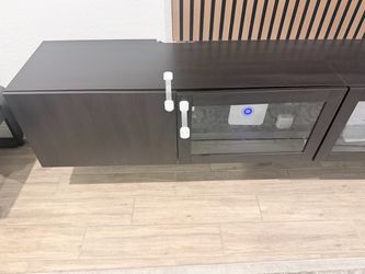 Dark Brown TV Stand with Glass Door