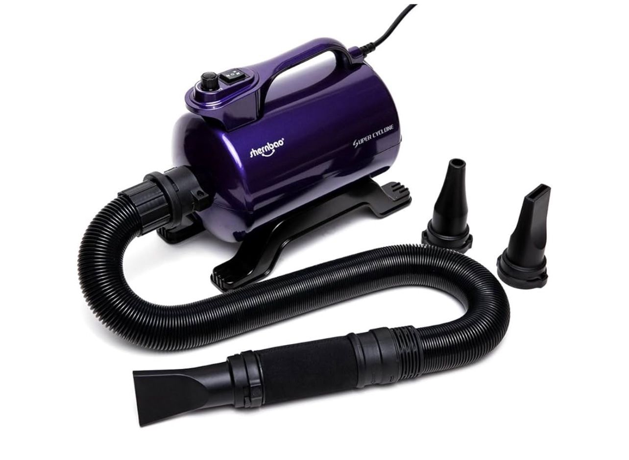 High Velocity Professional Dog Pet Grooming Hair Drying Force Dryer Blower 5.0HP (Super Cyclone) SHD-2600P (Purple)