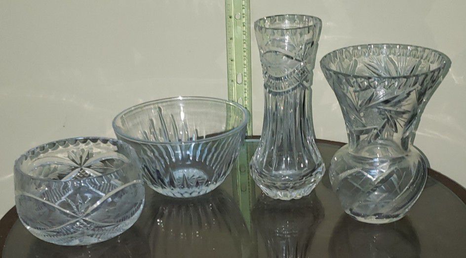 Vintage beautiful sounding crystal bowls & vases high quality $10 each Or Lot