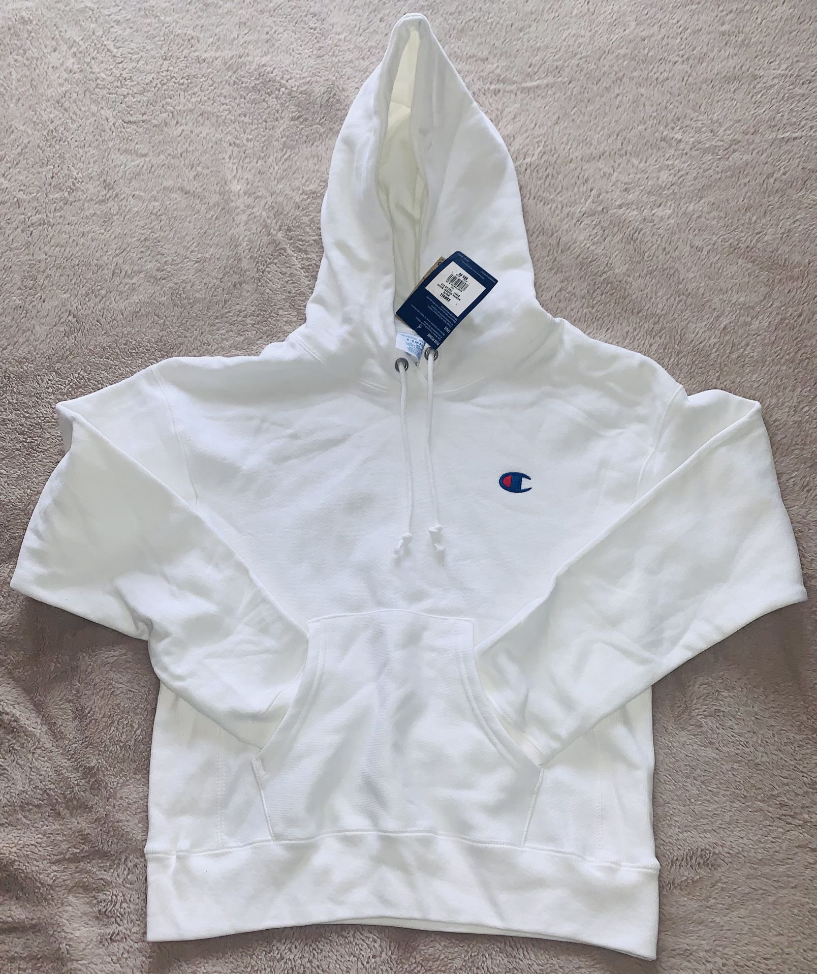 Champion Womens π Hoodie Sweatshirt (Size - XS) White Reverse Weave Long Sleeve