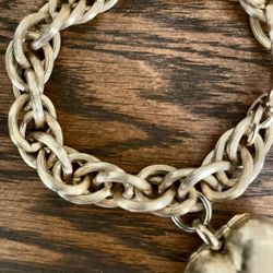 “Napier” Brand Thick Gold Plated Chunky Heart Locket Bracelet