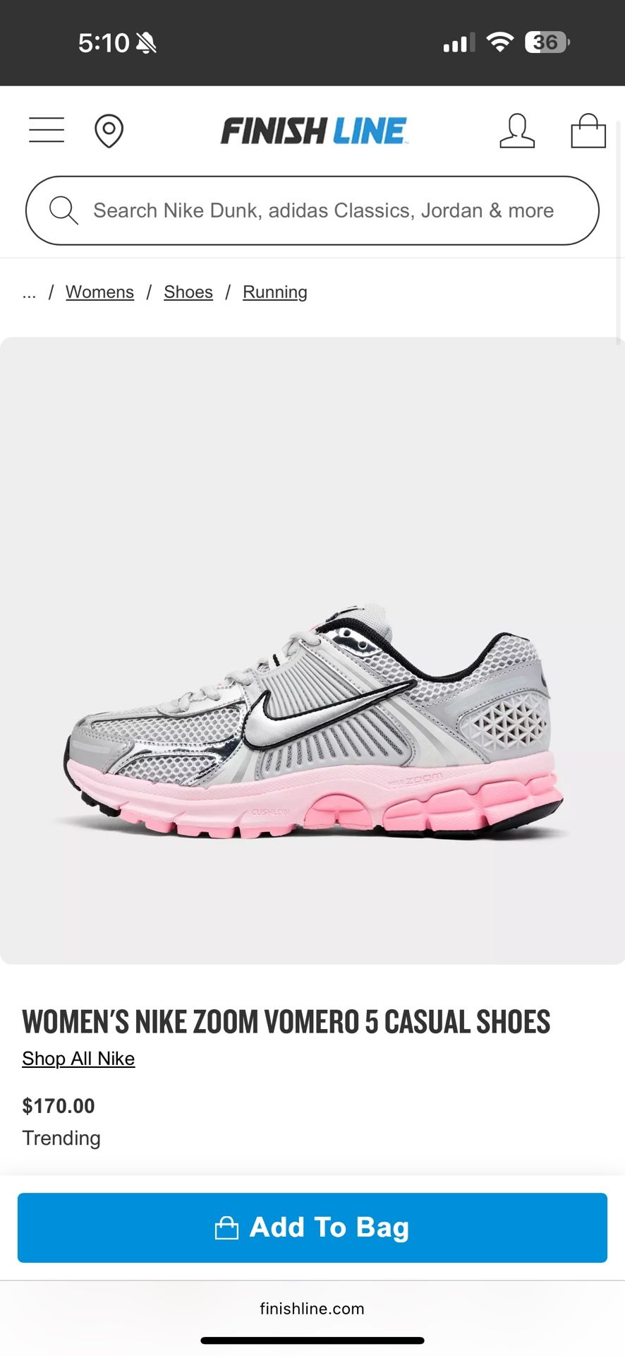 WOMEN'S NIKE ZOOM VOMERO 5 CASUAL SHOES