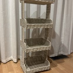 Wicker Storage Tower Shelf Unit