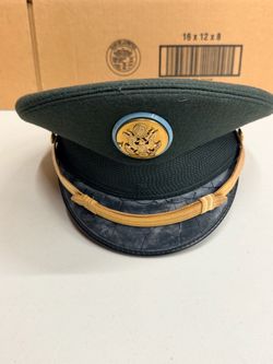 US Army NCO crusher uniform Visor Hat  Dark green wool felt USAA