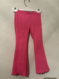 Pink Ribbed Flare Pants