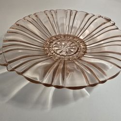 Vintage 1930s Anchor Hocking Old Café Pattern Pink Mint Dish Bowl 8 x 8.5