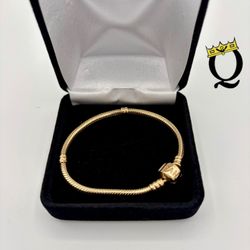 14kt Y/G Pandora Snake Charm Bracelet 6.5”