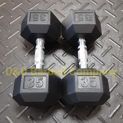 35lb Rubber Hex Dumbbells Weights