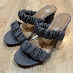 New Leather Grey Heels - Size 8