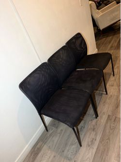 Black Mesh Dining Chairs Set of 3