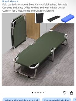 Fold Up Beds for Adults Steel Canvas Folding Bed, Portable Camping Bed,