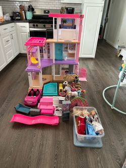 Barbie playhouse with accessories