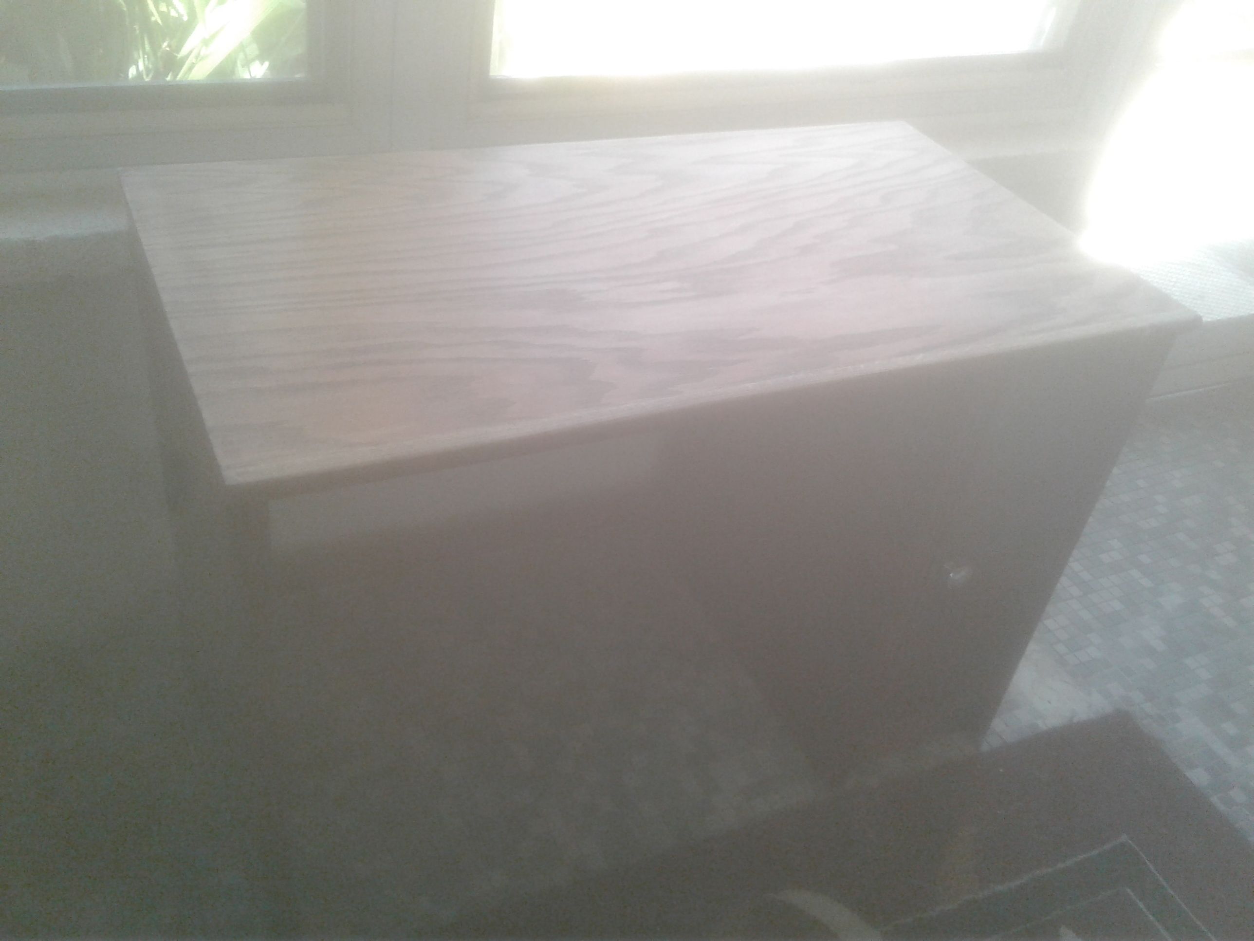 Desk half unrefinished. Project
