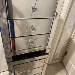 Small Mirror Nightstand Set