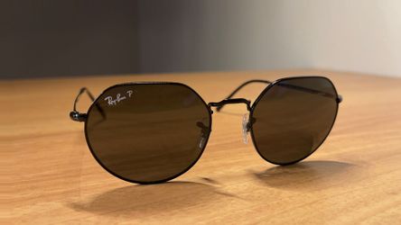 Authentic Ray-Ban Jack Sunglasses - Polished Black/Polarized