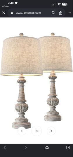 24.5” antique traditional resin table lamp suitable (gray and brown )