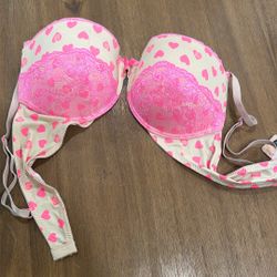 XOXO Pink Heart Push Up Bra 38C