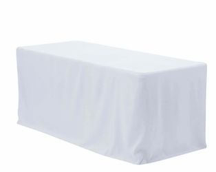 8’ fitted white table cloth