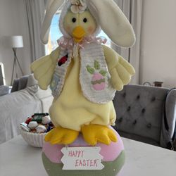 Easter Bunny Duck Figurine on Egg 20" tall