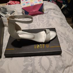 Silver Kitten Heels 
