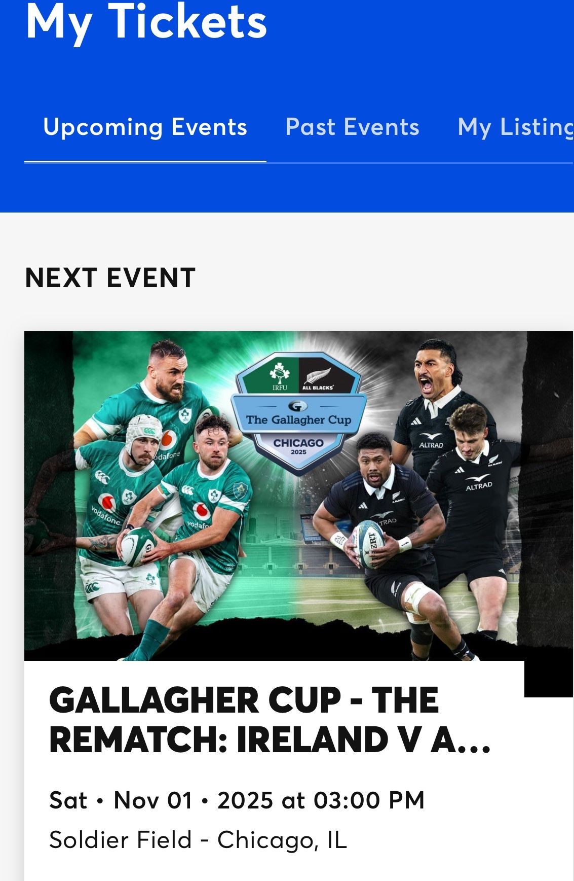 Gallagher Cup Ireland Vs. New Zealand Rugby Match At Soldier Field This Saturday