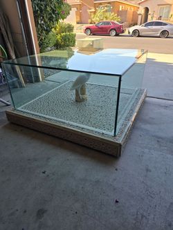 Glass coffee table with Stone Base