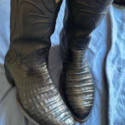 Tecovas Caiman Cowboy Boots, Black, Size 12.5 EE Wide, The Dillon