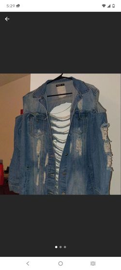 Distressed Denim Sleeveless Vest Jacket